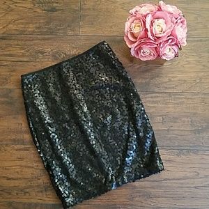 Ann Taylor Black Sequin Skirt